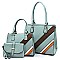3-in-1 Geometric Stripe Satchel
