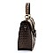 Buckle Flap Ostrich Croc Print Satchel