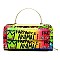 Pack of 6 Top Handle Multi Graffiti Print Round Crossbody Bag Clutch Wallet