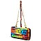 Pack of 6 Top Handle Multi Graffiti Print Round Crossbody Bag Clutch Wallet