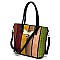 Stylish Multicolor Queen Bee Croc Python Stripe Patchwork Shopper