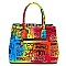 3-in-1 Stylish Multi Graffiti Queen Bee Stripe Top Handle Satchel
