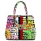 3-in-1 Stylish Multi Graffiti Queen Bee Stripe Top Handle Satchel