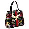 3-in-1 Stylish Multi Graffiti Queen Bee Stripe Top Handle Satchel