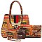 3-in-1 Stylish Multi Graffiti Queen Bee Stripe Top Handle Satchel