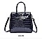PATENT CROCODILE CLASSIC PADLOCK SATCHEL