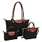 3-in-1 Nylon Fashion Tote / Satchel Sets BLACK
