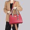 3 IN 1 TEXTURED LEATHER SATCHEL ANIMAL PRINT CLUTCH SET