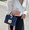 Stylish Twist Lock Chain Accent Studded Satchel