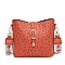 Fashion Ostrich Print Top Flap Buckle Lock Cross Body Satchel Bag
