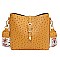 Fashion Ostrich Print Top Flap Buckle Lock Cross Body Satchel Bag