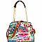 2-Way Graffiti Effect Chevron Quilted Tote Shoulder Bag