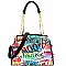 2-Way Graffiti Effect Chevron Quilted Tote Shoulder Bag
