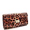 2-Way Leopard Print Patent Turn-Lock Clutch Shoulder Bag