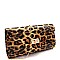 2-Way Leopard Print Patent Turn-Lock Clutch Shoulder Bag
