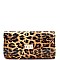 2-Way Leopard Print Patent Turn-Lock Clutch Shoulder Bag