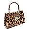 Medium 2-Way Leopard Print Patent Turn-Lock Satchel
