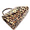 Medium 2-Way Leopard Print Patent Turn-Lock Satchel