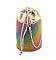 RAINBOW COLORED CYLINDER SHAPE RHINESTONE CROSSBODY BAG