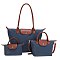 BLUE 3-in-1 Nylon Fashion Tote / Satchel Sets