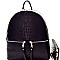 Ostrich Embossed Multi-Pocket Backpack Wallet SET MH-87942