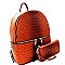 Ostrich Embossed Multi-Pocket Backpack Wallet SET MH-87942