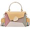 Metal Handle Color Block Satchel - Shoulder Bag