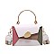 Metal Handle Color Block Satchel - Shoulder Bag