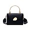 Metal Handle Color Block Satchel - Shoulder Bag