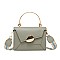 Metal Handle Color Block Satchel - Shoulder Bag