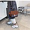 SUEDE SIDES CROC PRINT PUCH LOCK SATCHEL