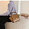 SUEDE SIDES CROC PRINT PUCH LOCK SATCHEL