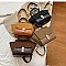 SUEDE SIDES CROC PRINT PUCH LOCK SATCHEL