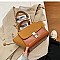 SUEDE SIDES CROC PRINT PUCH LOCK SATCHEL