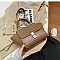 SUEDE SIDES CROC PRINT PUCH LOCK SATCHEL