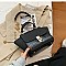 SUEDE SIDES CROC PRINT PUCH LOCK SATCHEL