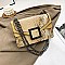 BUCKLED & CHAIN HANDLE SHOULDER SATCHEL BAG