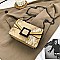 BUCKLED & CHAIN HANDLE SHOULDER SATCHEL BAG
