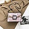 BUCKLED & CHAIN HANDLE SHOULDER SATCHEL BAG