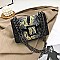 BUCKLED & CHAIN HANDLE SHOULDER SATCHEL BAG