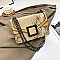 BUCKLED & CHAIN HANDLE SHOULDER SATCHEL BAG