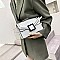 BUCKLED & CHAIN HANDLE SHOULDER SATCHEL BAG