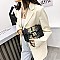 BUCKLED & CHAIN HANDLE SHOULDER SATCHEL BAG