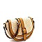 Buckle Saddle Woven Straw Mixed-Material Shoulder Bag