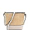 3-Compartment Woven Straw Mixed-Material Bucket Shoulder Bag