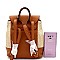 Medium Woven Straw Mixed-Material Turn-Lock Backpack