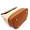 Medium Woven Straw Mixed-Material Turn-Lock Backpack