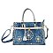 Women’s Blue Denim Rhinestones Handbags with Lock