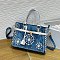 Women’s Blue Denim Rhinestones Handbags with Lock
