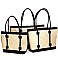 3IN1 NATURAL FIBER WOVEN SHOPPER SET
